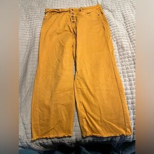 Judy Blue Mustard Wide-Leg Crop Pants sz 15/32